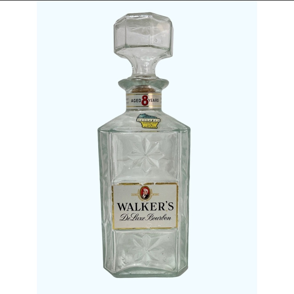 Vintage Walker’s Deluxe Bourbon Liquor Bottle Decanter
